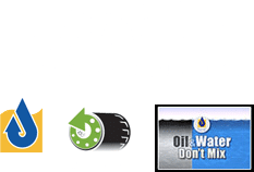 Regional Recycling Group / Recycle Used Oil / Recycle Used Oil Filters / Oil & Water Don't Mix Logos